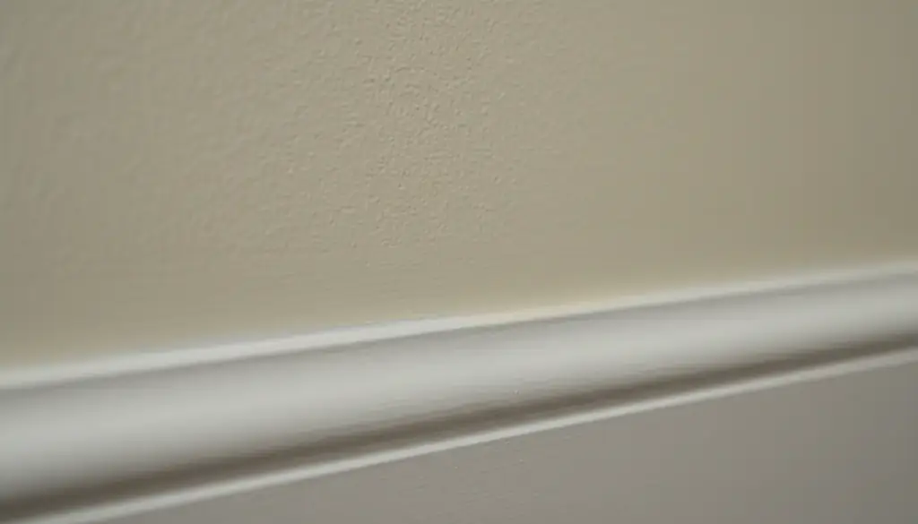 A freshly rolled satin wall meeting a hand-cut line at glossy white trim